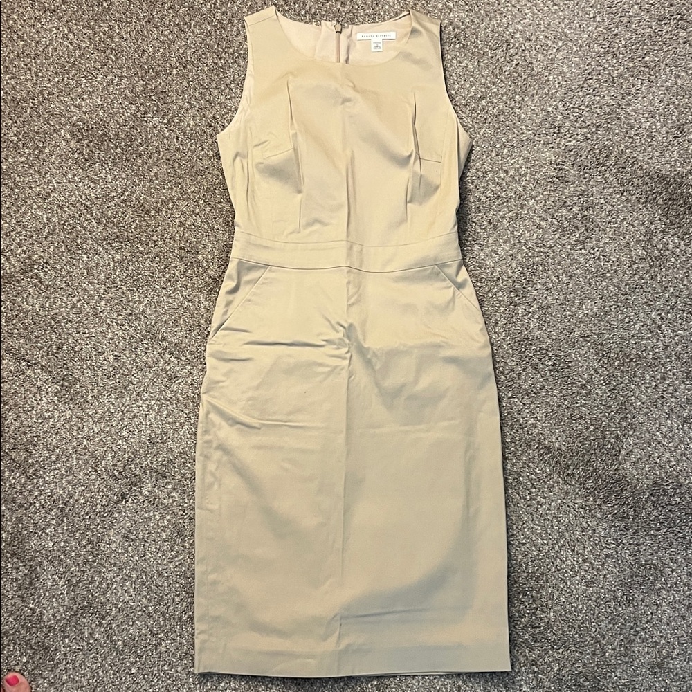 Banana Republic Tan Sheath Dress Crew Neck Sleeveless
